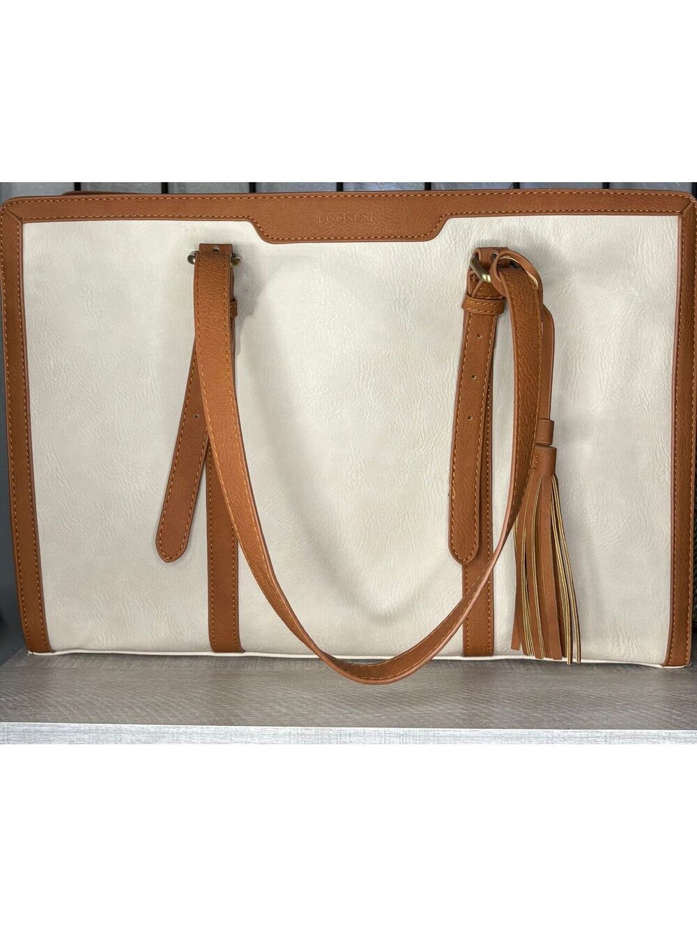 ECOSUSI vegan leather large laptop tote